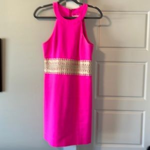 Lily Pulitzer Ashlyn Hot Pink w/gold trim Sz 4